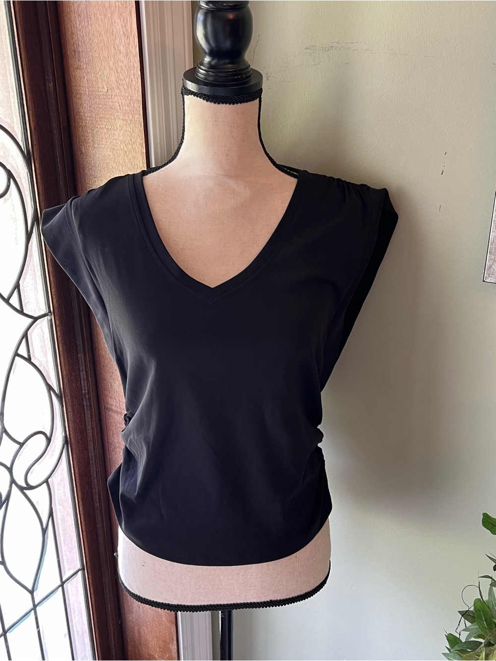 Marc New York V-Neck Cap Sleeve Women's Top